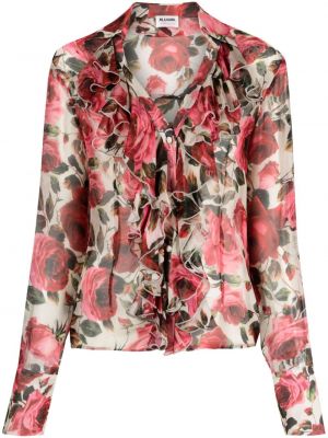Geblümt bluse mit print mit rüschen Blugirl pink