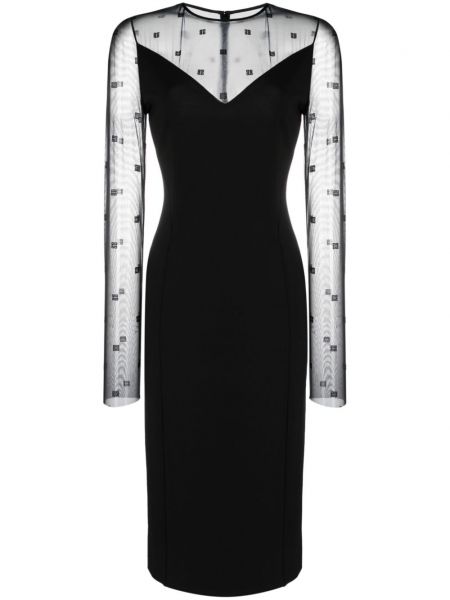 Midi obleka iz žakarda Givenchy črna