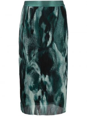 Plisované sukně s potiskem s abstraktním vzorem Boss zelené