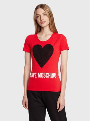 Marškinėliai slim fit Love Moschino raudona