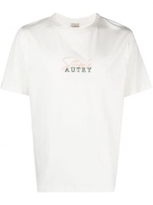 Βαμβακερή μπλούζα με κέντημα Autry λευκό