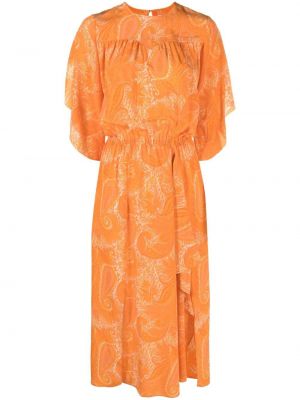 Копринена миди рокля с принт с пейсли десен Zadig&voltaire оранжево