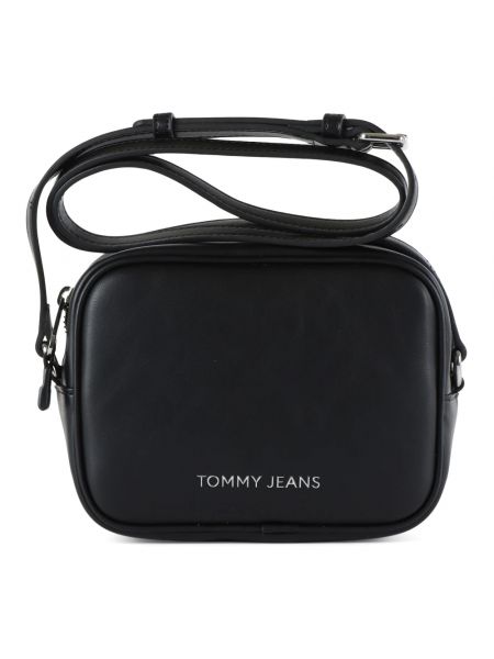 Torba na ramię skórzana Tommy Jeans czarna