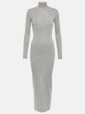 Kašmírové hedvábné dlouhé šaty Tom Ford šedé