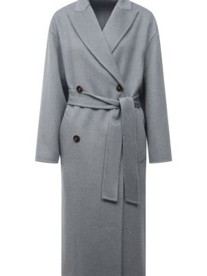 Кашемировое пальто Brunello Cucinelli голубое