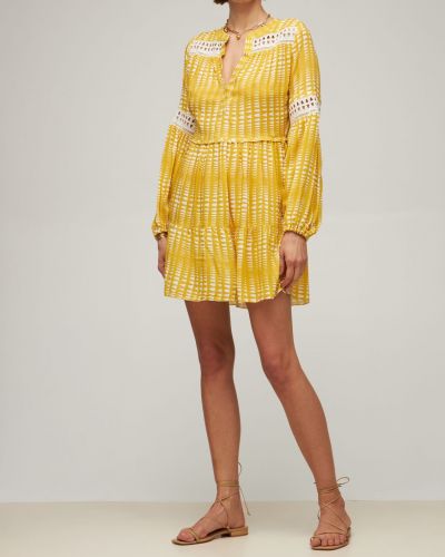 Viskózové mini šaty Lemlem žluté