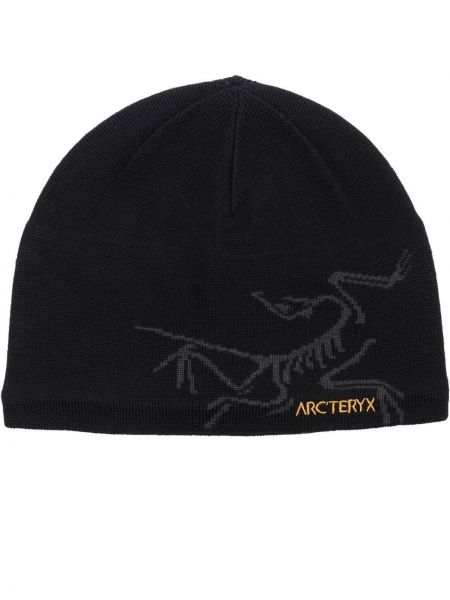 Czarna haftowana czapka Arcteryx