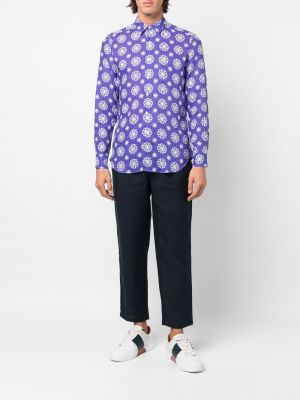 Lniana koszula z nadrukiem w abstrakcyjne wzory Peninsula Swimwear