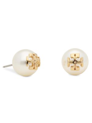 Krištáľové náušnice s perlami s perlami Tory Burch zlatá