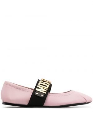 Bőr balerina cipők Moschino rózsaszín