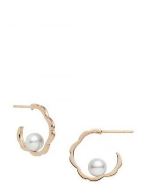 Rozā zelta auskari ar pērļu Mikimoto