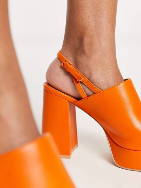 Кожаные туфли на каблуке на высоком каблуке & Other Stories оранжевые