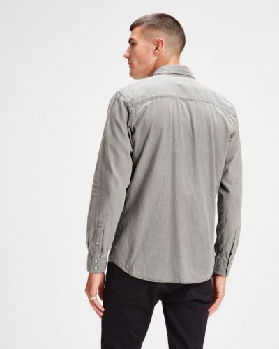 Rifľová košeľa Jack & Jones sivá