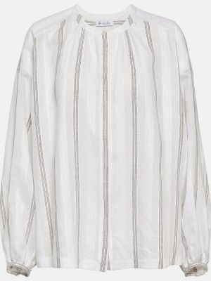 Ленена блуза на райета Loro Piana бяло