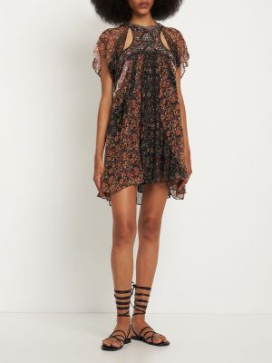 Krepové hedvábné mini šaty Isabel Marant černé