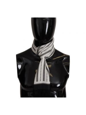Jedwabna chusta z frędzli w grochy Dolce And Gabbana biała