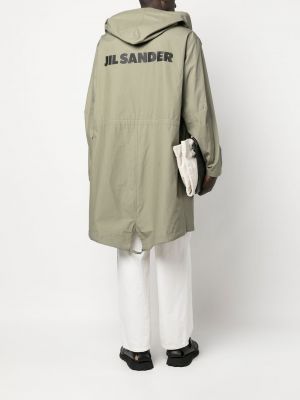 Płaszcz z kapturem z nadrukiem Jil Sander zielony