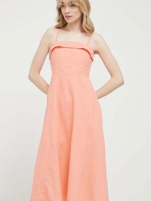 Midi šaty Abercrombie & Fitch oranžové