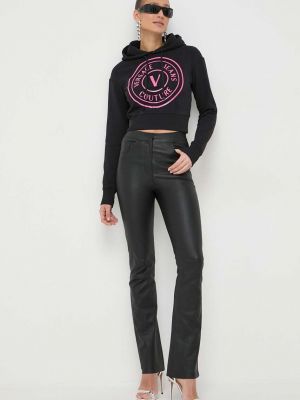 Bluza z kapturem bawełniana z nadrukiem Versace Jeans Couture czarna