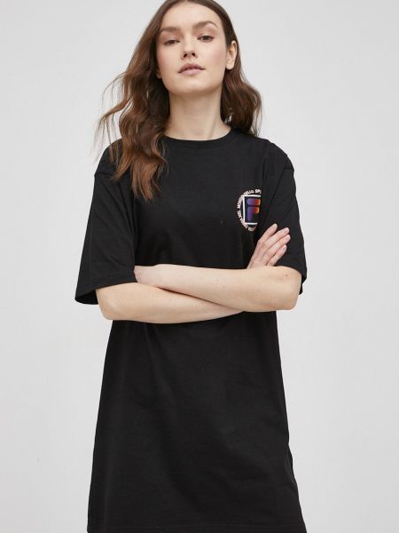 Fila pamut ruha fekete, mini, egyenes