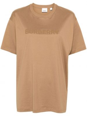Памучна тениска с принт кафяво Burberry