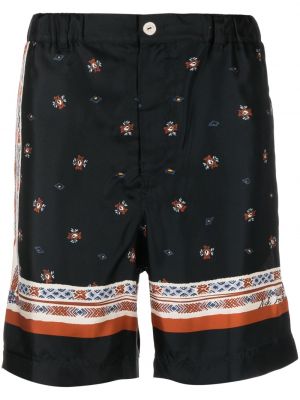 Bombažne svilene bermuda kratke hlače s potiskom Nick Fouquet črna