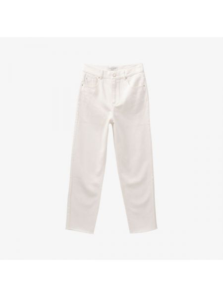 Хлопковые прямые джинсы с высокой талией Ikks белые