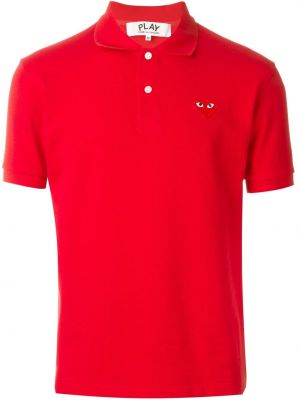 Polo krekls ar izšuvumiem ar sirsniņām Comme Des Garçons Play sarkans