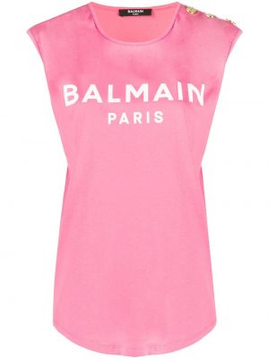 Top sin mangas con estampado Balmain rosa