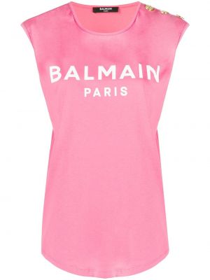 Tank top med print Balmain rosa