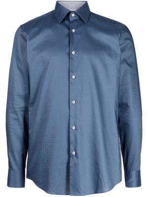 Bavlnená saténová košeľa Boss modrá