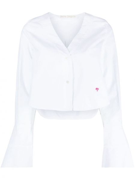 Βαμβακερό πουκάμισο Palm Angels λευκό