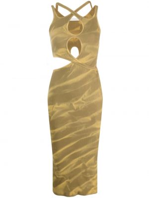 Midi šaty s potiskem s abstraktním vzorem Dion Lee žluté
