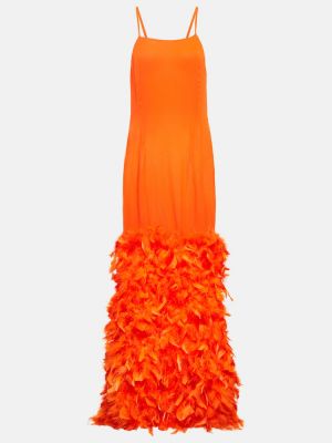 Dlouhé šaty z peří Giuseppe Di Morabito oranžové