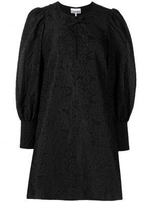 Mini obleka iz žakarda Ganni črna