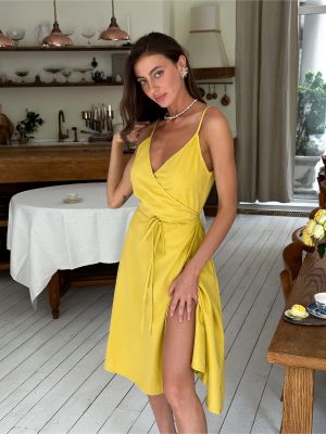 Желтое хлопковое платье миди Прованс