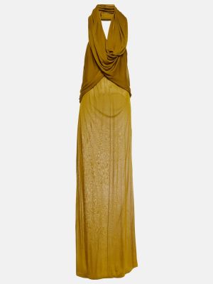 Rochie lunga cu glugă din jerseu Saint Laurent verde