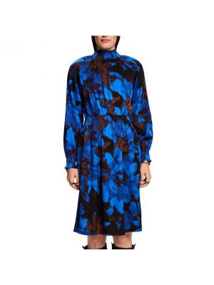 Vestido midi de viscosa con estampado Esprit Collection azul