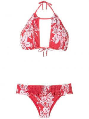 Fodros virágos bikini nyomtatás Amir Slama piros