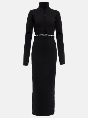Viskózové midi šaty s knoflíky Nanushka - černá