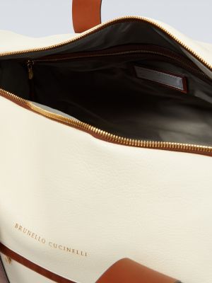 Kožená cestovná taška Brunello Cucinelli biela