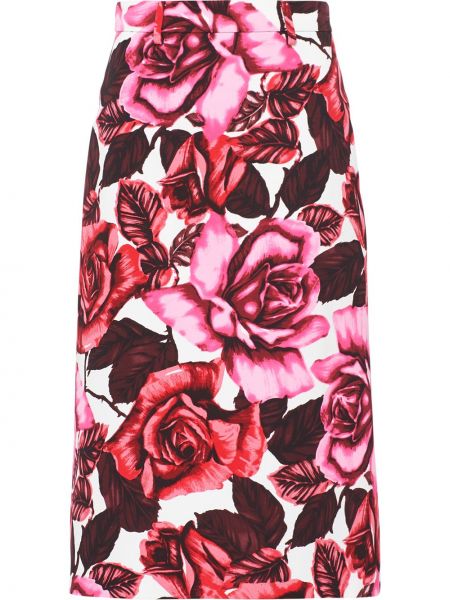 Falda de tubo de flores Prada rosa