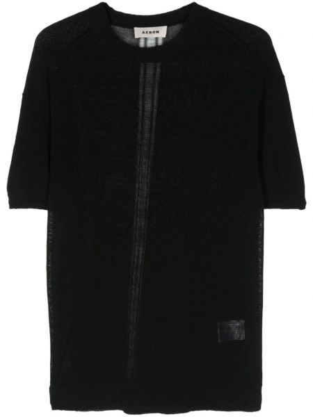 Πλεκτή μπλούζα με διαφανεια Aeron μαύρο