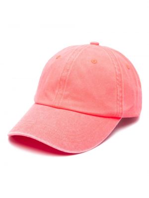 Памучна шапка с козирки бродирана Acne Studios розово