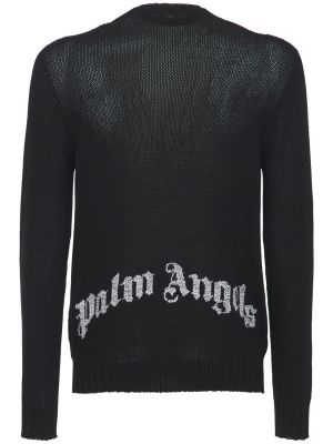Volneni pulover Palm Angels črna