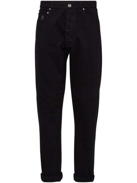 Priliehavé džínsy s rovným strihom Brunello Cucinelli čierna