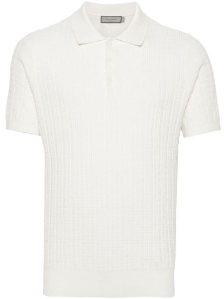 Pletena pamučna polo majica Canali bijela