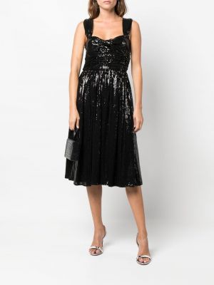 Midi šaty s flitry Polo Ralph Lauren černé