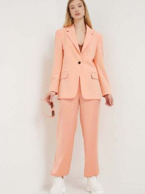 Jednobarevné kalhoty s vysokým pasem z polyesteru Hugo - oranžová