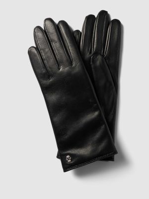 Rękawiczki skórzane wełniane Roeckl czarne